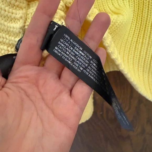 ZARA Butter Yellow Open Back Cotton Knit Sweater Bright Yellow Sunny Cozy Chic - Picture 4 of 4